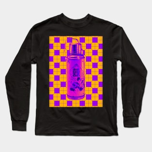 Vintage Thermos Hot Pink with Orange and Purple Tile Floor Pattern - Retro Hong Kong Long Sleeve T-Shirt